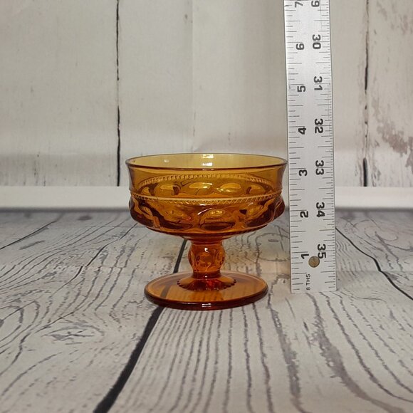 Indiana Colony Glass Color Crown Amber Champagne Sherbet Goblet Bowl Set Of 4 - Picture 5 of 7